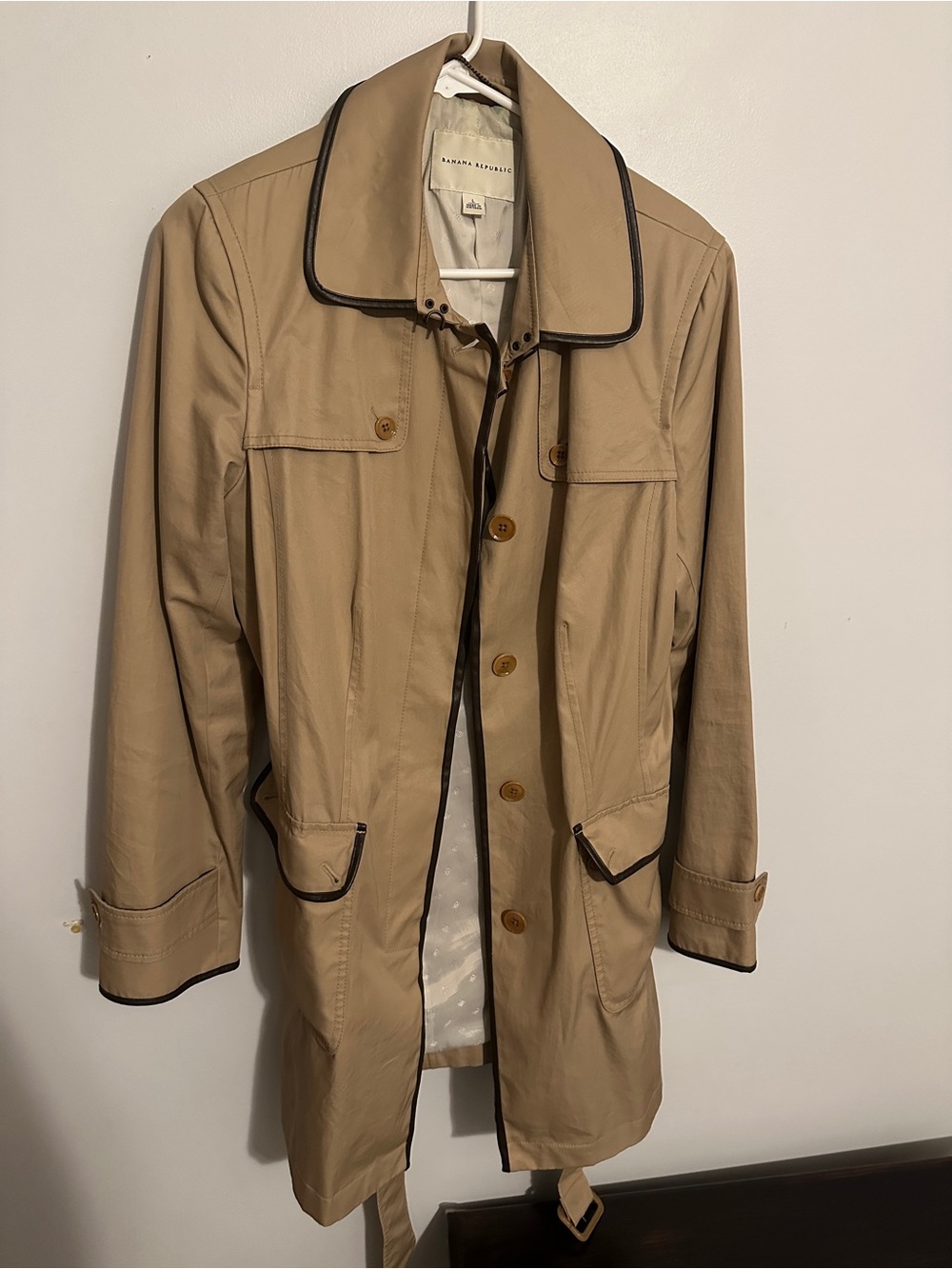 Banana Republic Beige Trench Coat with Dark Trim